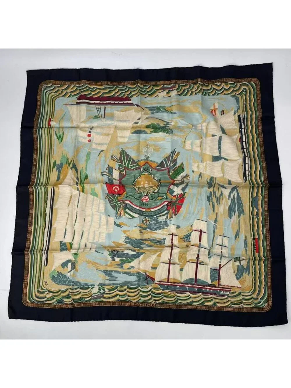 Hermes Scarf Carre 90 Silk Henry Smith Sailor Sailing Ship Voyage Multicolor